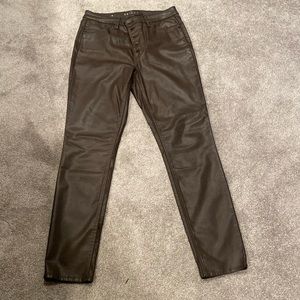 White House black market brown faux leather size 8 pants